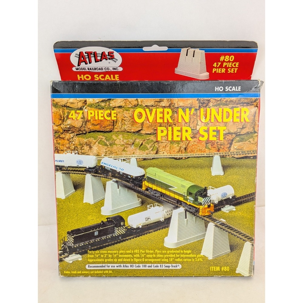 Vtg 1960s Atlas HO Guage Pier Set Item#80 Only 44 Of 47 PCs+ Box